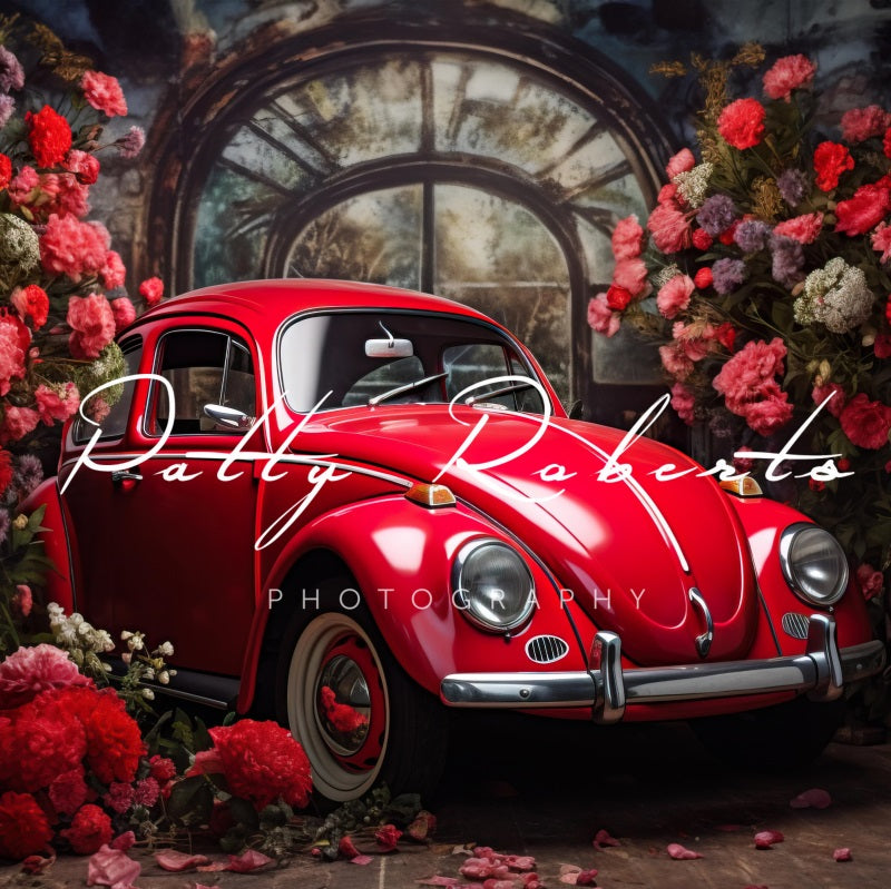 Kate Saint Valentin Voiture Rouge Toile de fond conçue par Patty Robert