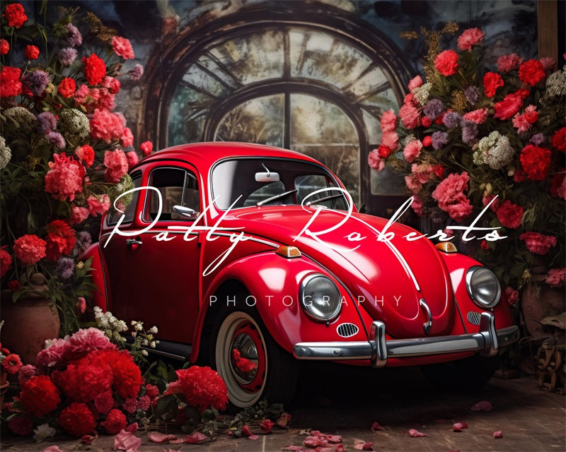 Kate Saint Valentin Voiture Rouge Toile de fond conçue par Patty Robert