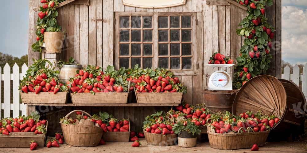 Kate Ferme de Fraises Maison en Bois Toile de fond conçue par Emetselch - Kate Backdrop FR