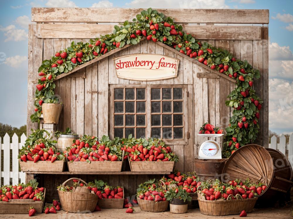 Kate Ferme de Fraises Maison en Bois Toile de fond conçue par Emetselch - Kate Backdrop FR