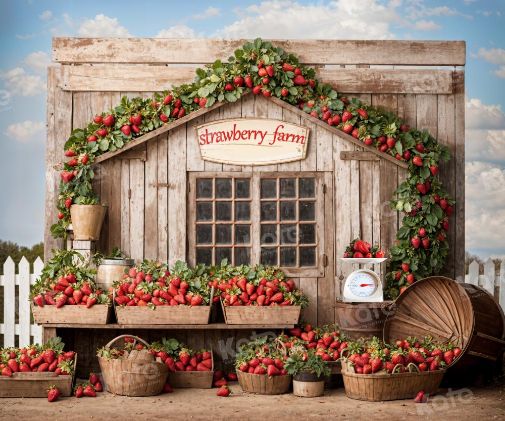 Kate Ferme de Fraises Maison en Bois Toile de fond conçue par Emetselch - Kate Backdrop FR