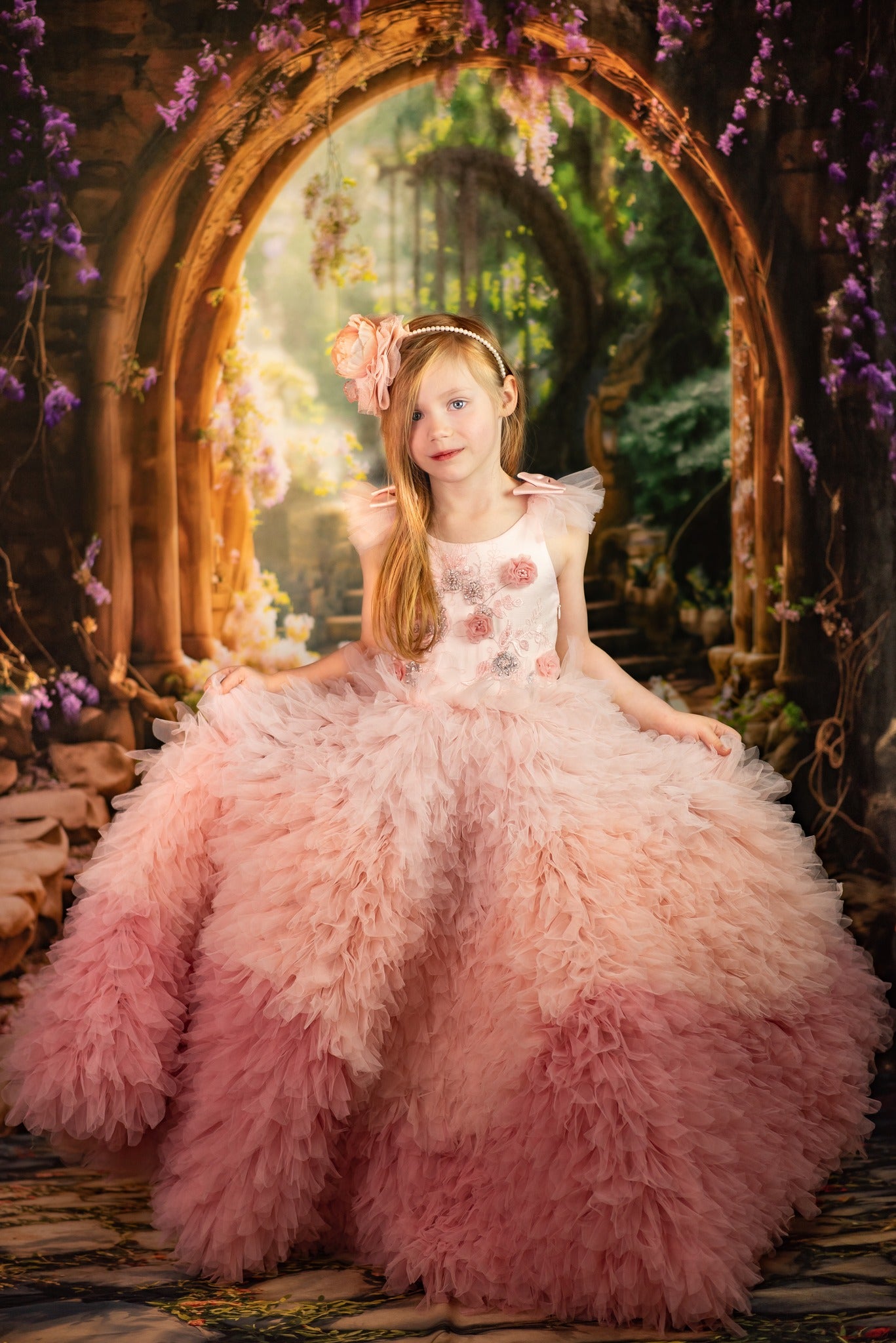 Kate Printemps Forêt Glycine Escaliers Toile de fond conçue par Emetselch - Kate Backdrop FR