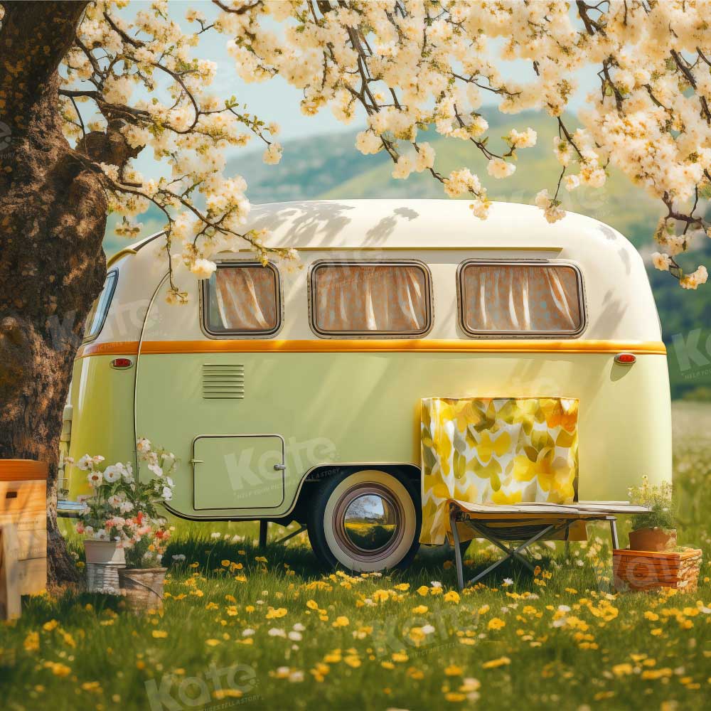 Kate Printemps Extérieur Fleurs sauvages Voiture Toile de fond conçue par Emetselch - Kate Backdrop FR