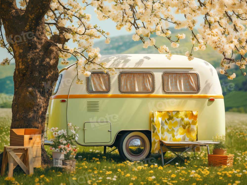 Kate Printemps Extérieur Fleurs sauvages Voiture Toile de fond conçue par Emetselch - Kate Backdrop FR