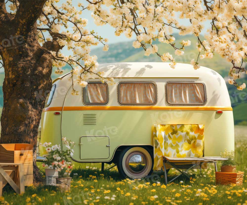 Kate Printemps Extérieur Fleurs sauvages Voiture Toile de fond conçue par Emetselch - Kate Backdrop FR