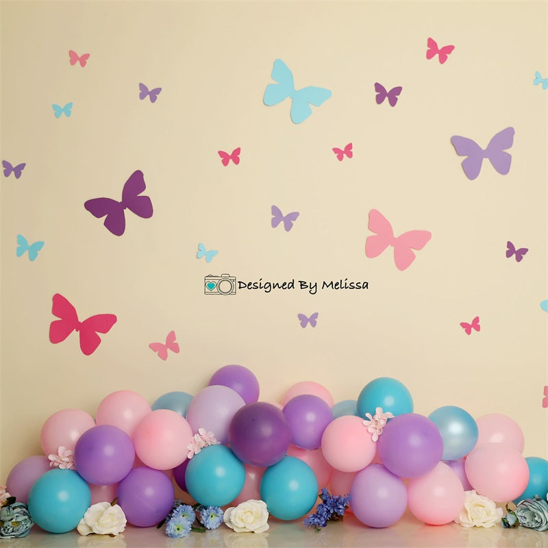 Kate Anniversaire Papillon Pastel Toile de fond conçu par Melissa King - Kate Backdrop FR