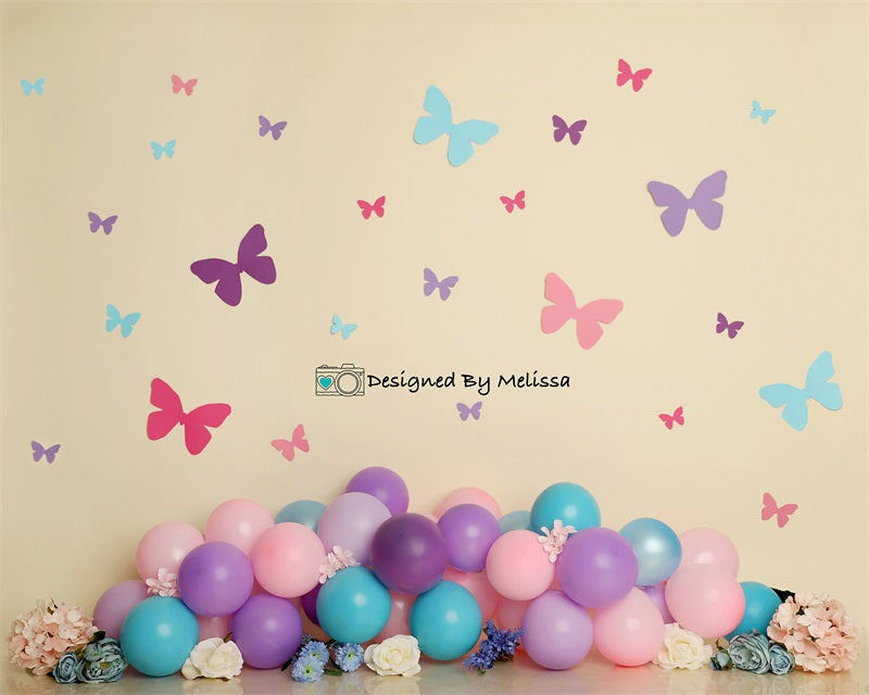 Kate Anniversaire Papillon Pastel Toile de fond conçu par Melissa King - Kate Backdrop FR