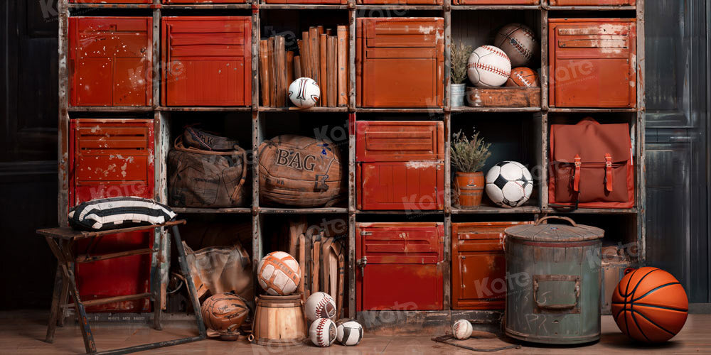 Kate Sport Football Chambre Casier Enfant Toile de fond conçue par Chain Photographie - Kate Backdrop FR
