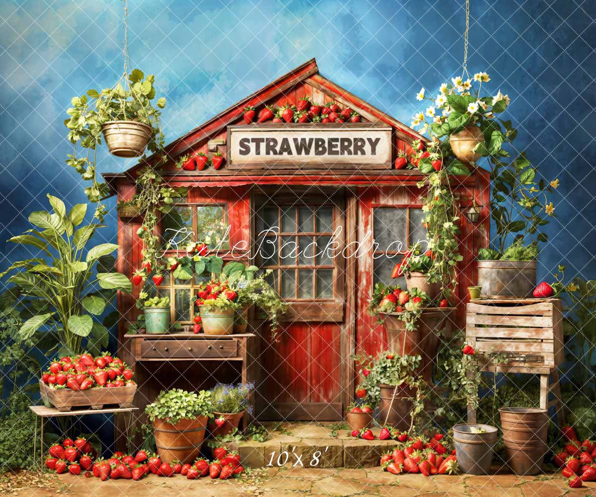 Kate Printemps Vert Entrepôt de Fraises Toile de fond conçue par Chain Photographie - Kate Backdrop FR