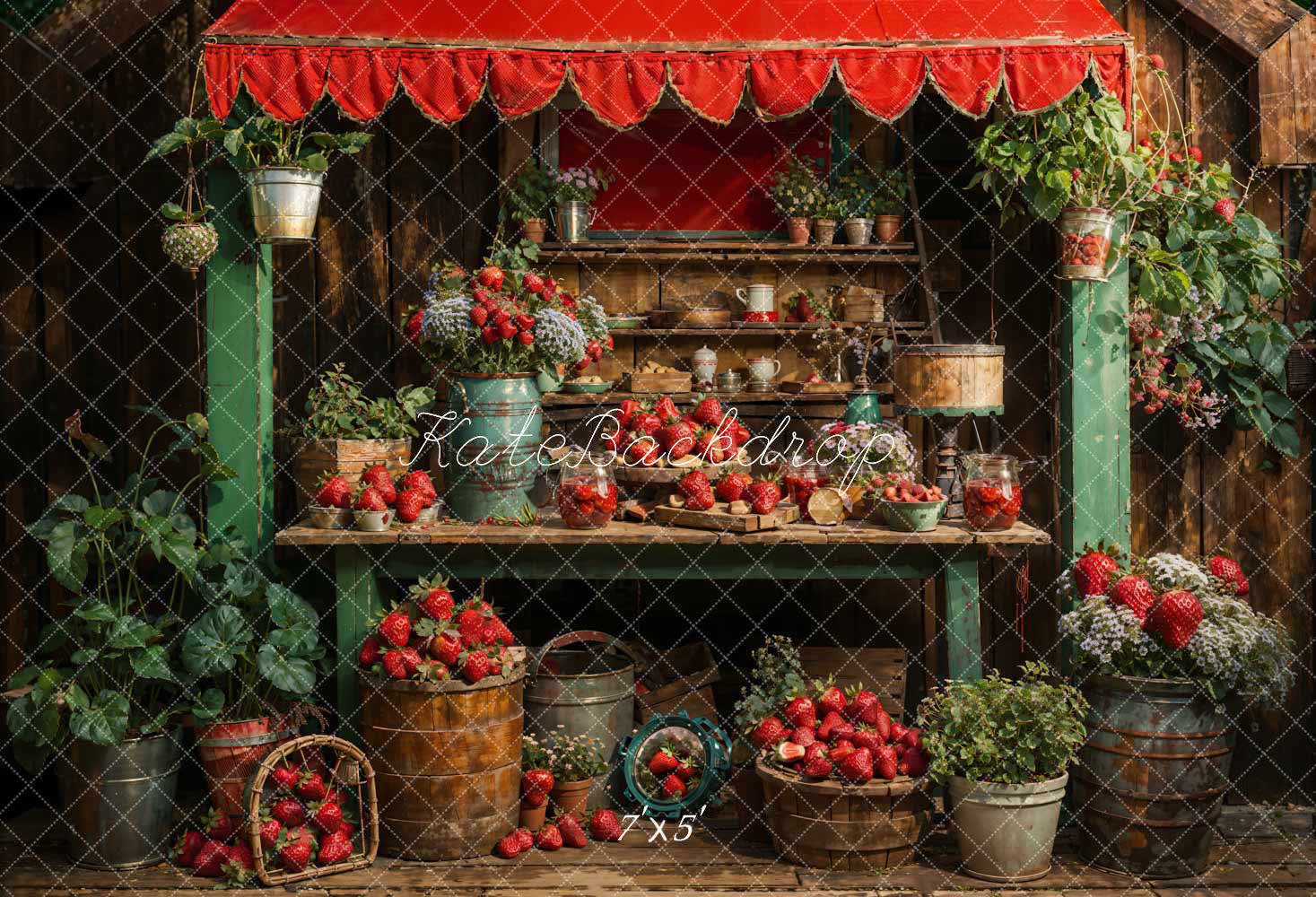 Kate Vert Chambre des fraises Toile de fond conçue par Chain Photographie - Kate Backdrop FR