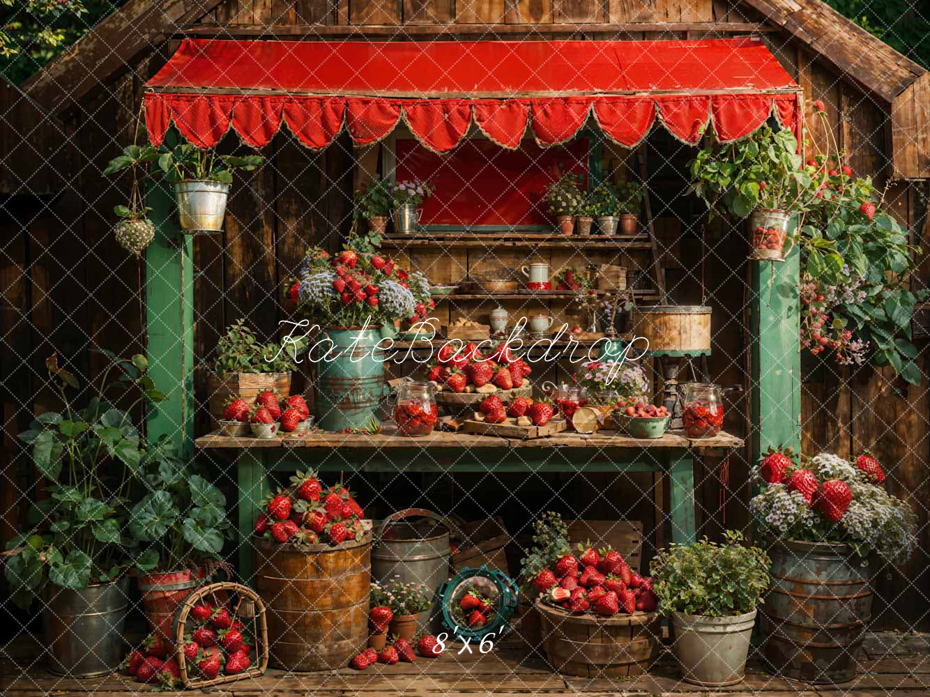 Kate Vert Chambre des fraises Toile de fond conçue par Chain Photographie - Kate Backdrop FR