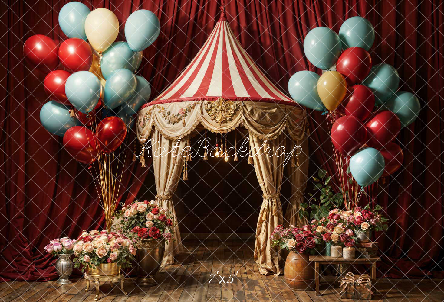 Kate Ballon Fleurs Scène Noble Cake smash Toile de fond conçue par Chain Photographie - Kate Backdrop FR