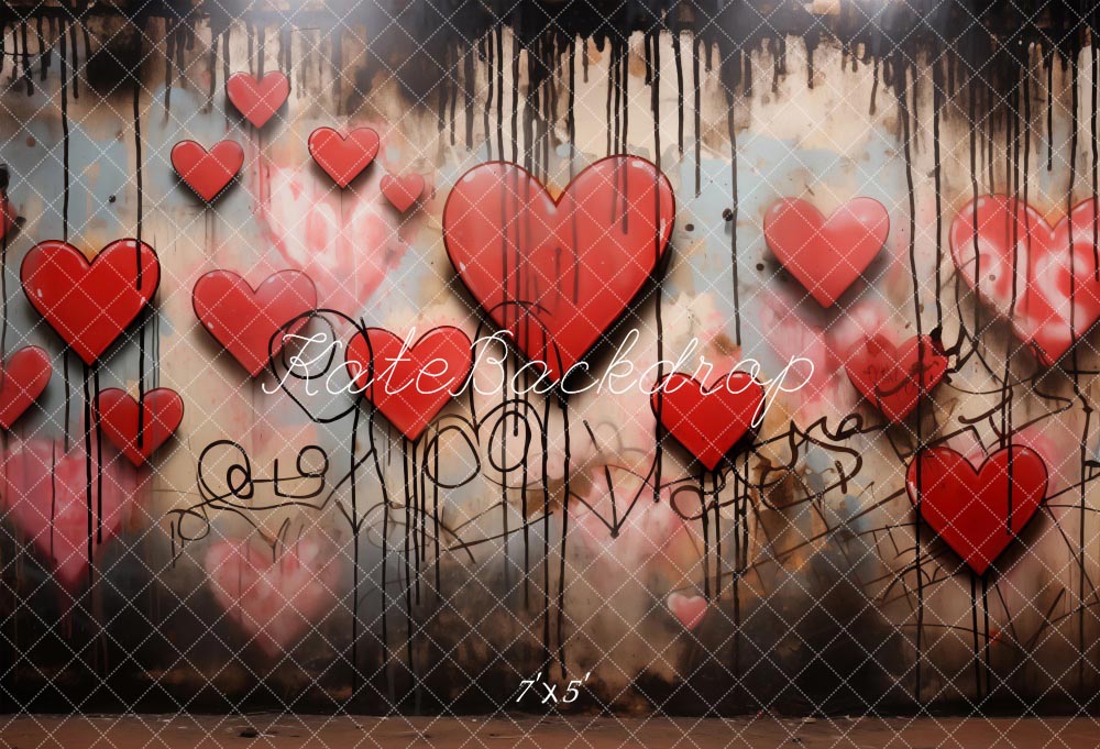 Kate Saint-Valentin Amour Mur de graffitis Toile de fond conçue par Chain Photographie - Kate Backdrop FR