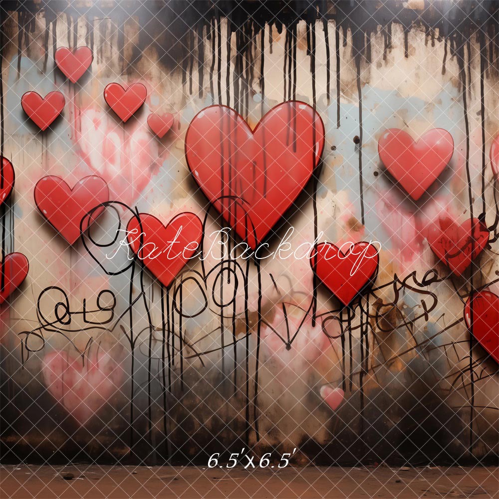 Kate Saint-Valentin Amour Mur de graffitis Toile de fond conçue par Chain Photographie - Kate Backdrop FR