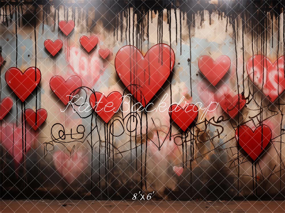 Kate Saint-Valentin Amour Mur de graffitis Toile de fond conçue par Chain Photographie - Kate Backdrop FR