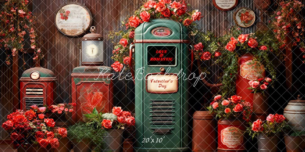 Kate Saint-Valentin Fleurs Boites aux lettres Rétro Toile de fond conçue par Chain Photographie - Kate Backdrop FR