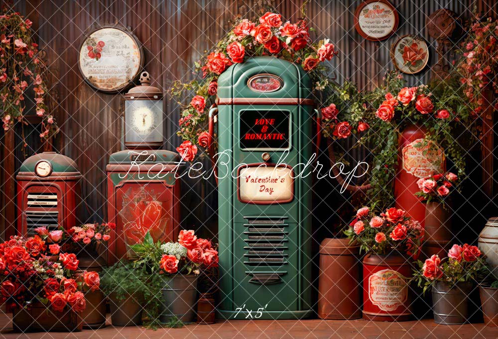 Kate Saint-Valentin Fleurs Boites aux lettres Rétro Toile de fond conçue par Chain Photographie - Kate Backdrop FR