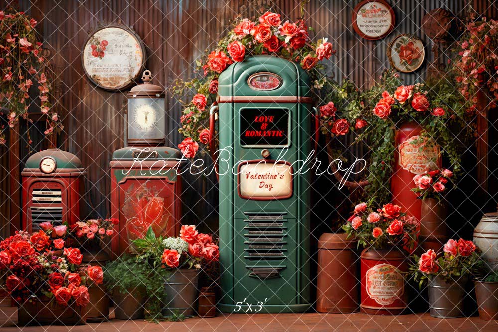 Kate Saint-Valentin Fleurs Boites aux lettres Rétro Toile de fond conçue par Chain Photographie - Kate Backdrop FR
