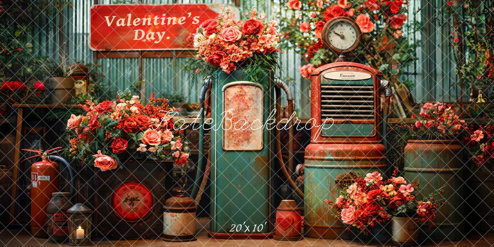 Kate Saint-Valentin Boites aux lettres Rétro Fleurs Toile de fond conçue par Chain Photographie - Kate Backdrop FR