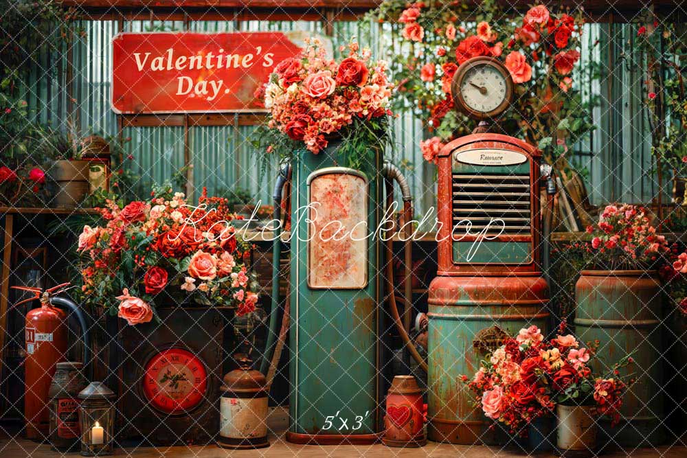 Kate Saint-Valentin Boites aux lettres Rétro Fleurs Toile de fond conçue par Chain Photographie - Kate Backdrop FR