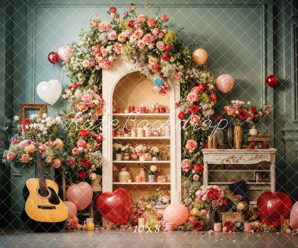 Kate Saint Valentin Fleur Ballon Présentoir Toile de fond conçue par Chain Photographie - Kate Backdrop FR