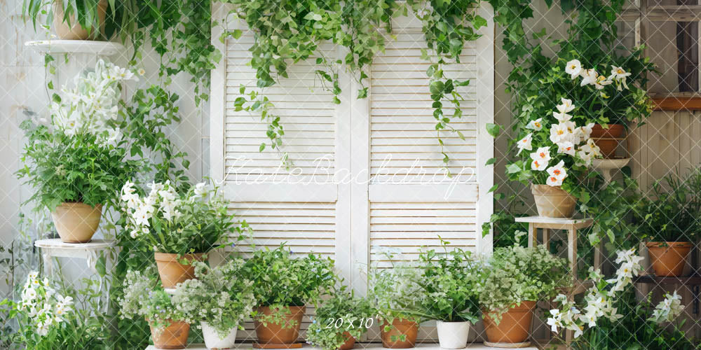 Kate Printemps Plantes vertes Porte en bois Chambre Toile de fond conçue par Chain Photographie - Kate Backdrop FR