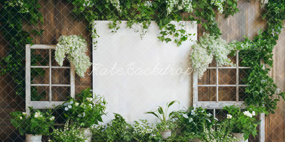 Kate Printemps Plante Vert Mur en bois Toile de fond conçue par Chain Photographie - Kate Backdrop FR