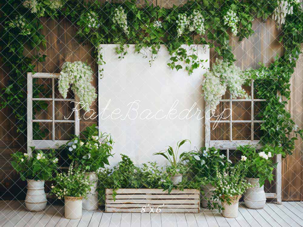 Kate Printemps Plante Vert Mur en bois Toile de fond conçue par Chain Photographie - Kate Backdrop FR
