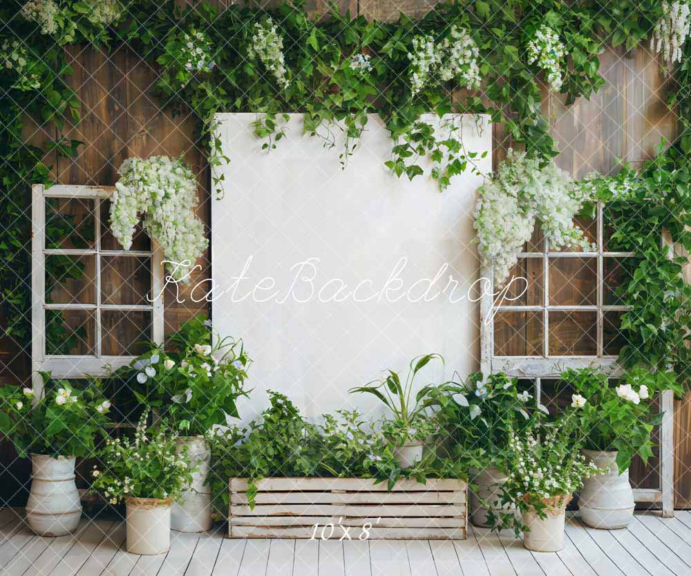 Kate Printemps Plante Vert Mur en bois Toile de fond conçue par Chain Photographie - Kate Backdrop FR