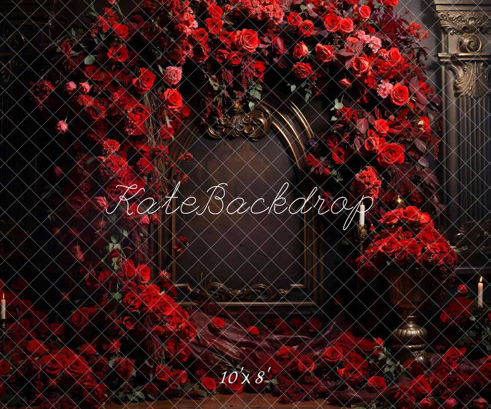 Kate Saint Valentin Rose Rouge Mur en Métal Toile de fond conçue par Emetselch - Kate Backdrop FR