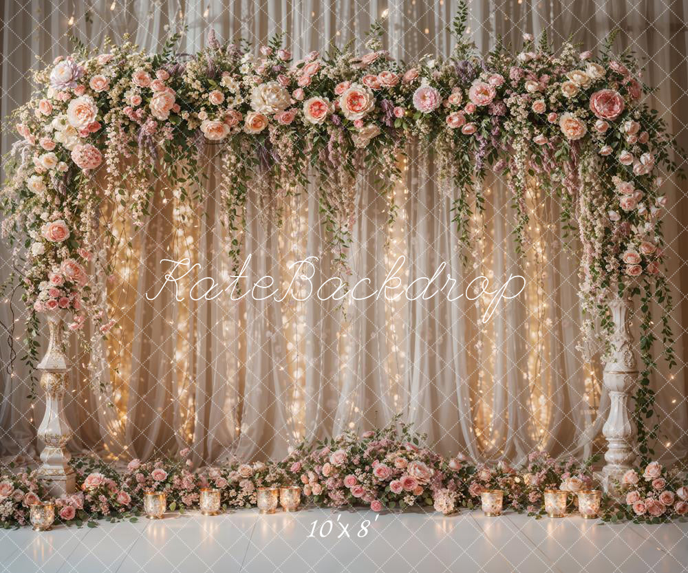 Kate Fleurs Guirlande Lumineuse Rideau Toile de fond conçue par Chain Photographie - Kate Backdrop FR