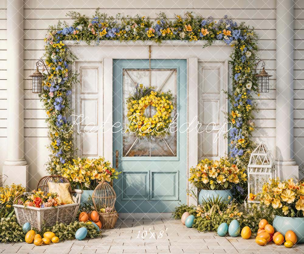 Kate Printemps Fleurs Mur Blanc Pâques Porte Toile de fond conçue par Chain Photographie - Kate Backdrop FR
