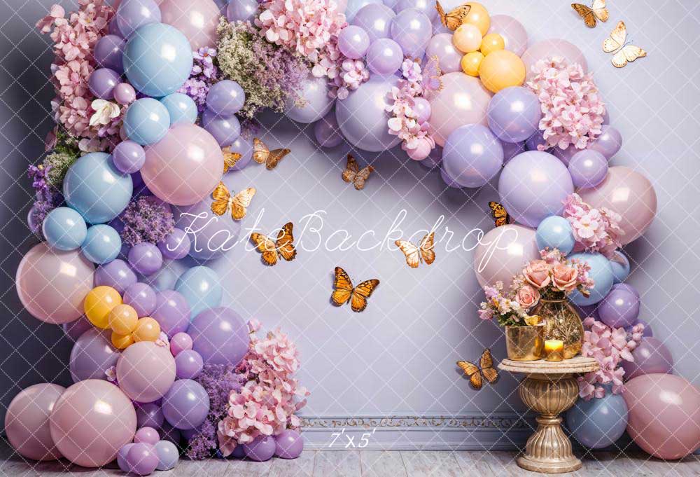 Kate Coloré Ballon Papillon Fleurs Mur Toile de fond conçue par Chain Photographie - Kate Backdrop FR