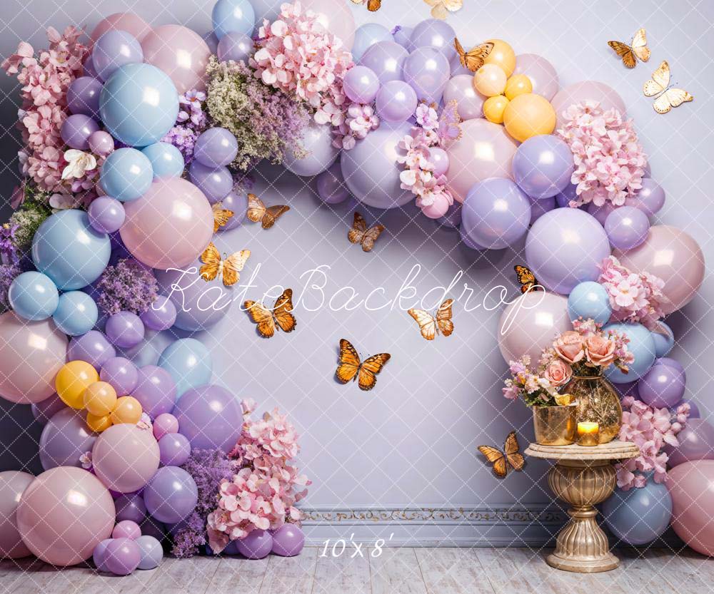 Kate Coloré Ballon Papillon Fleurs Mur Toile de fond conçue par Chain Photographie - Kate Backdrop FR