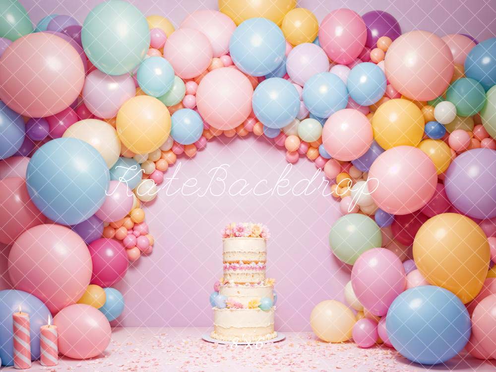 Kate Anniversaire Rose Ballons Gâteau Cake smash Toile de fond conçue par Chain Photographie - Kate Backdrop FR