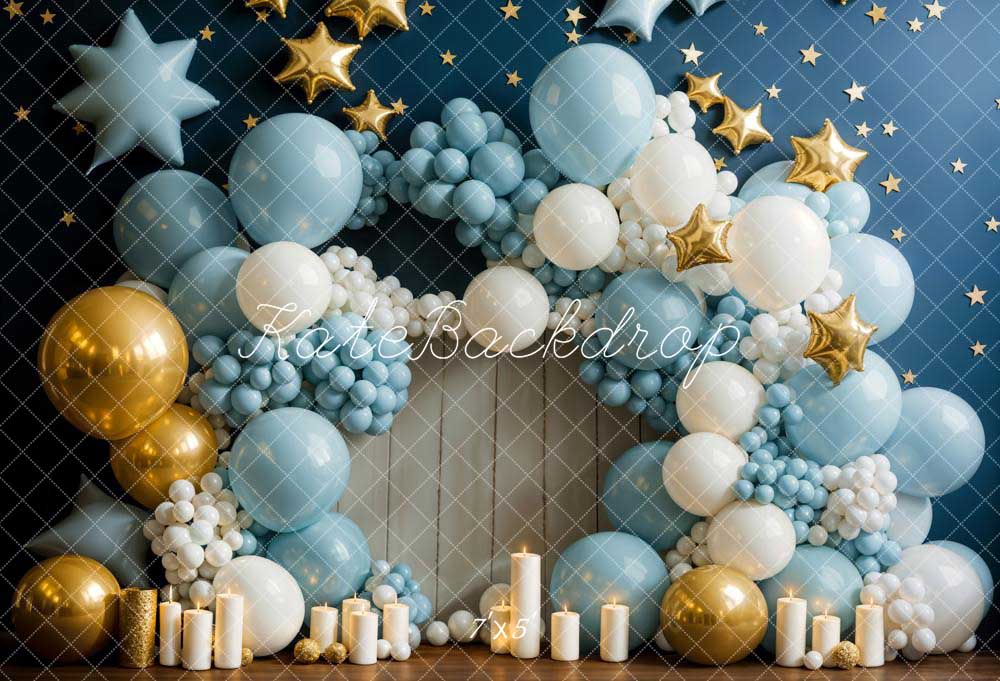 Kate Anniversaire Bougies Bleu Ballons Étoiles Toile de fond conçue par Chain Photographie - Kate Backdrop FR