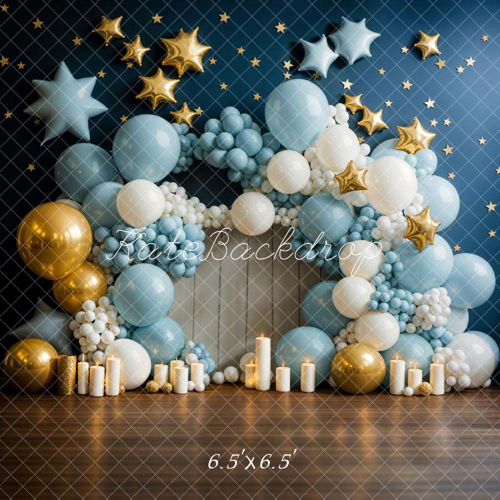 Kate Anniversaire Bougies Bleu Ballons Étoiles Toile de fond conçue par Chain Photographie - Kate Backdrop FR