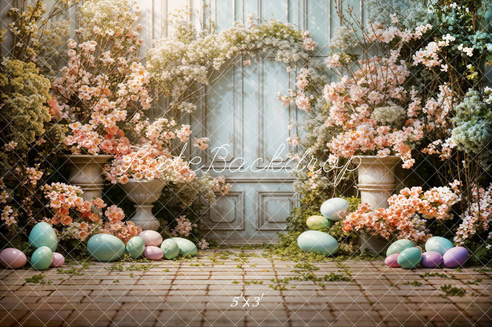 Kate Pâques Oeuf Fleurs Rose Mur Toile de fond conçue par Emetselch - Kate Backdrop FR