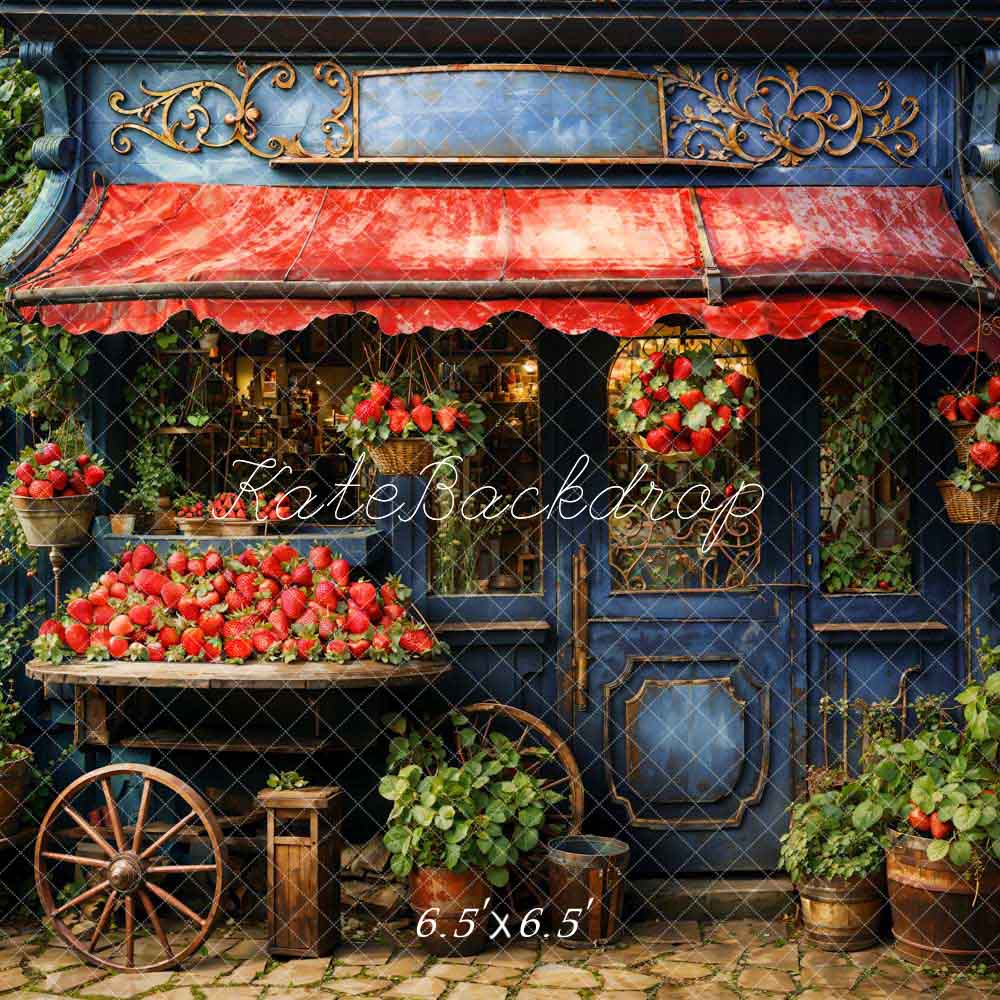 Kate Maison aux fraises Vert Rouge Toile de fond conçue par Emetselch - Kate Backdrop FR