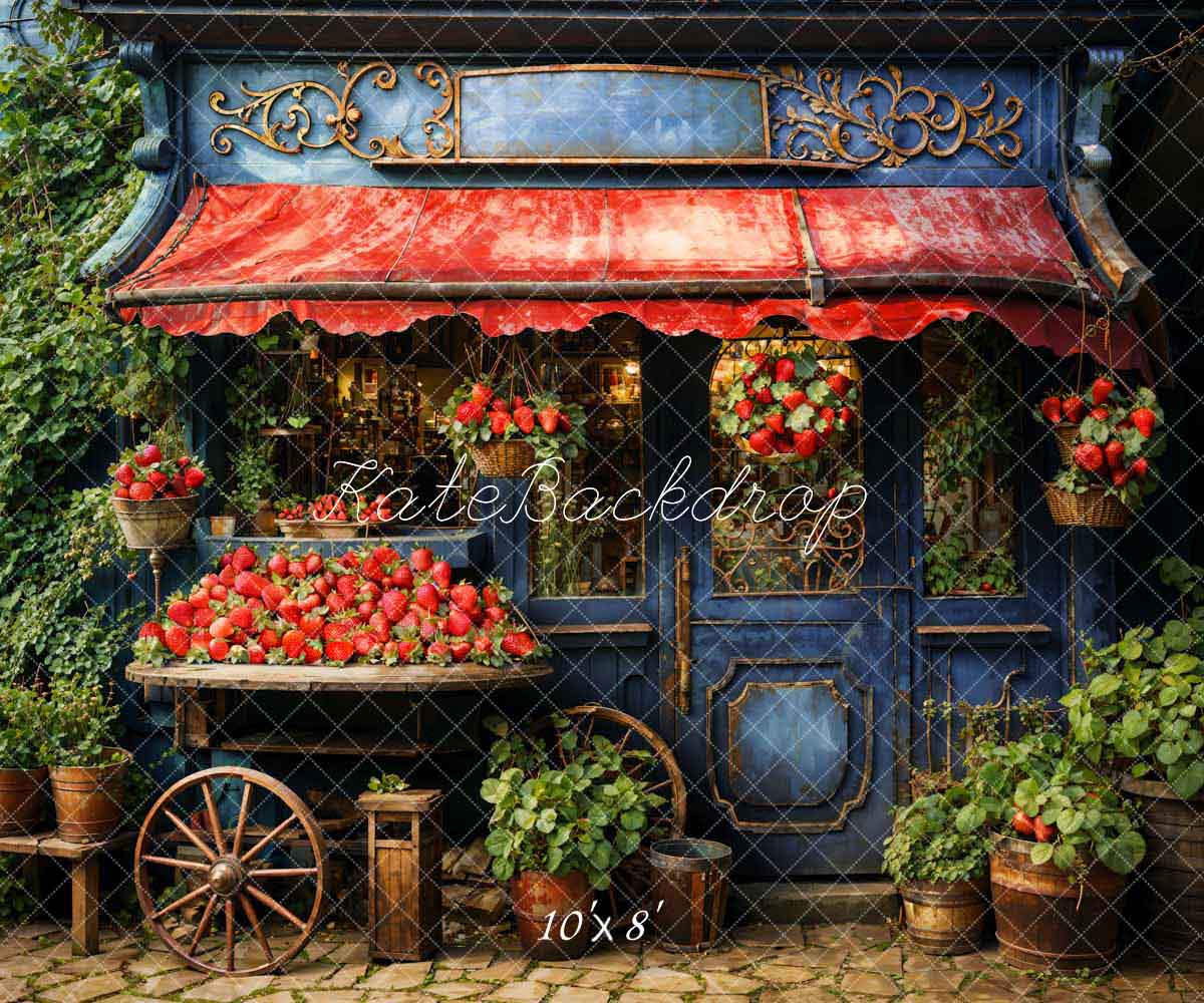 Kate Maison aux fraises Vert Rouge Toile de fond conçue par Emetselch - Kate Backdrop FR