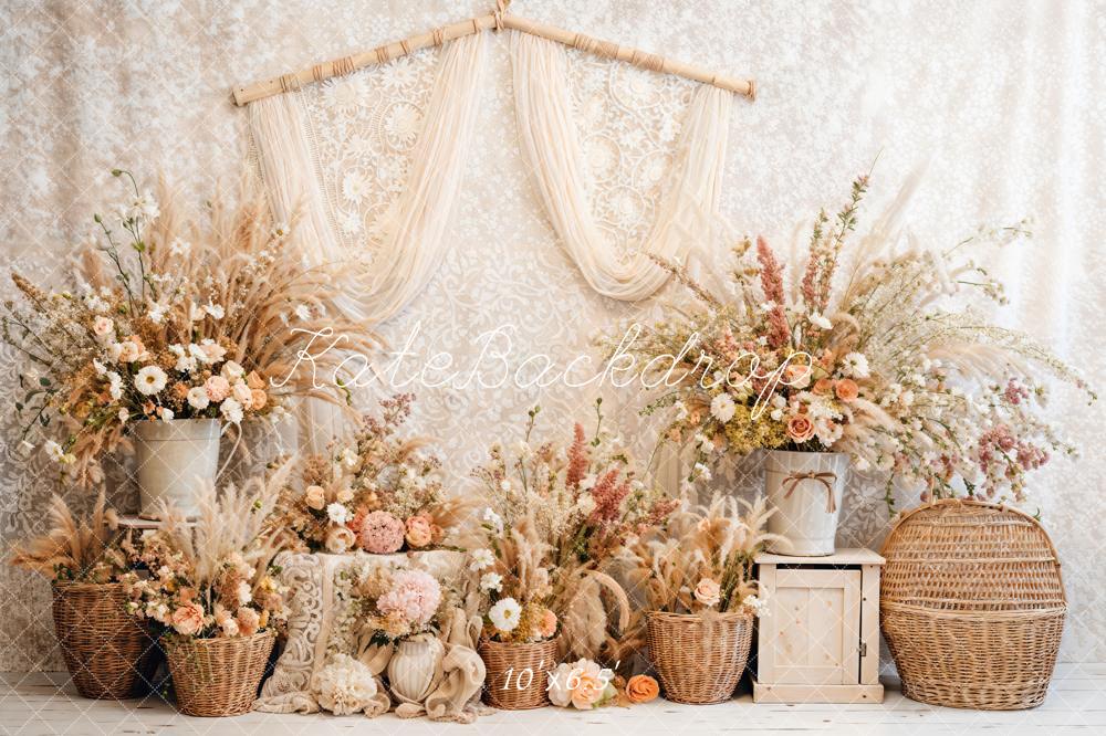 Kate Bohème Floral Roseau Rideaux Toile de fond conçue par Emetselch - Kate Backdrop FR