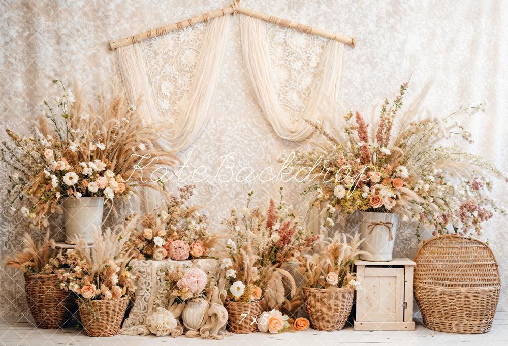 Kate Bohème Floral Roseau Rideaux Toile de fond conçue par Emetselch - Kate Backdrop FR