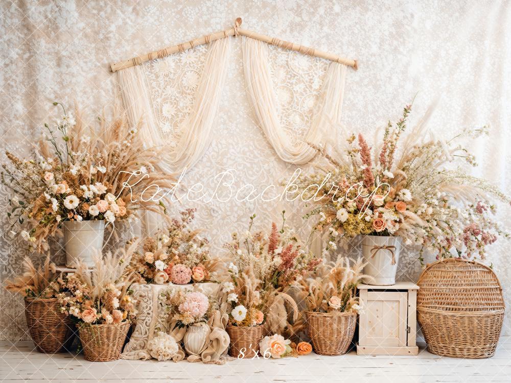 Kate Bohème Floral Roseau Rideaux Toile de fond conçue par Emetselch - Kate Backdrop FR