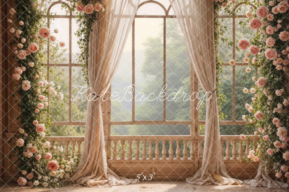Kate Printemps Fleurs Mariage Fenêtre Rideaux Toile de fond conçue par Emetselch