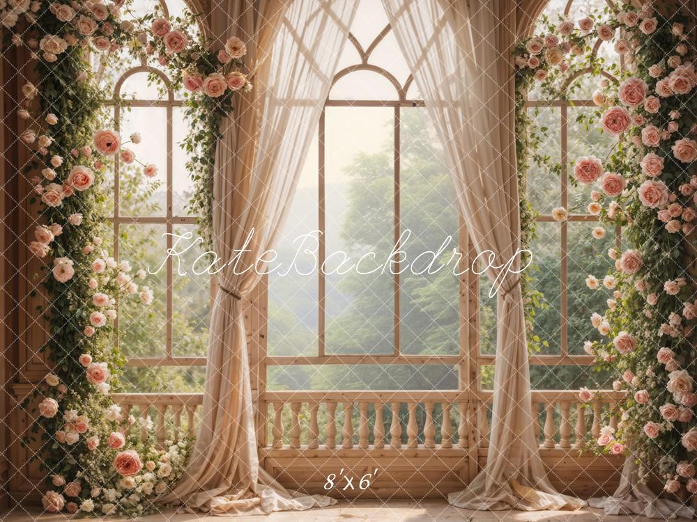 Kate Printemps Fleurs Mariage Fenêtre Rideaux Toile de fond conçue par Emetselch