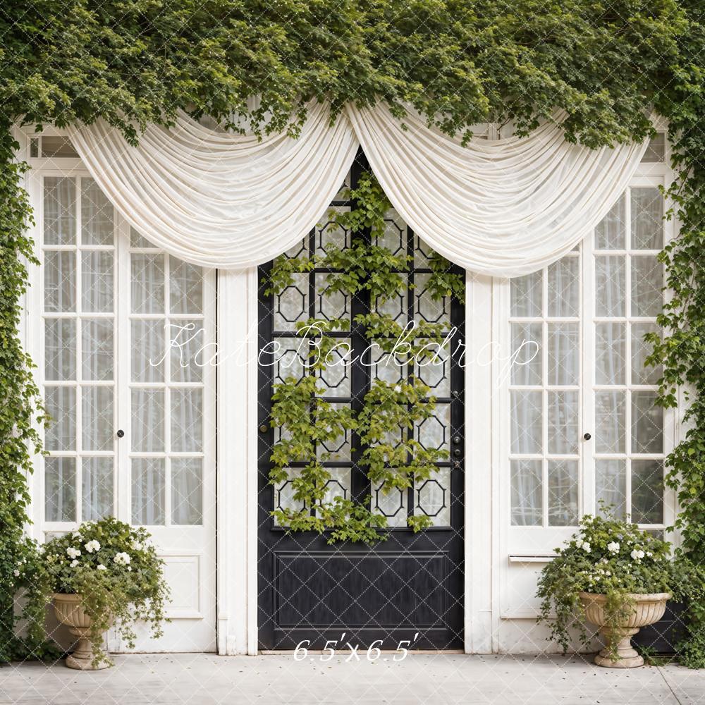 Kate Printemps Plantes Vert Rideaux Fenêtres Porte Toile de fond conçue par Emetselch - Kate Backdrop FR
