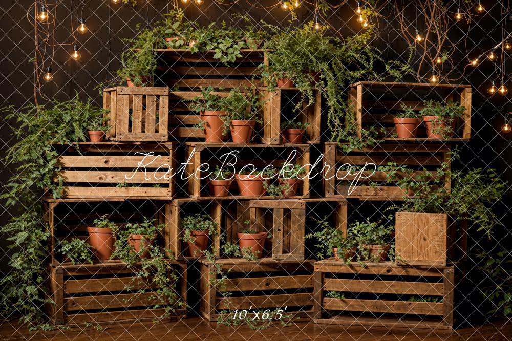 Kate Printemps Plante verte Étagère en Bois Toile de fond conçue par Emetselch - Kate Backdrop FR