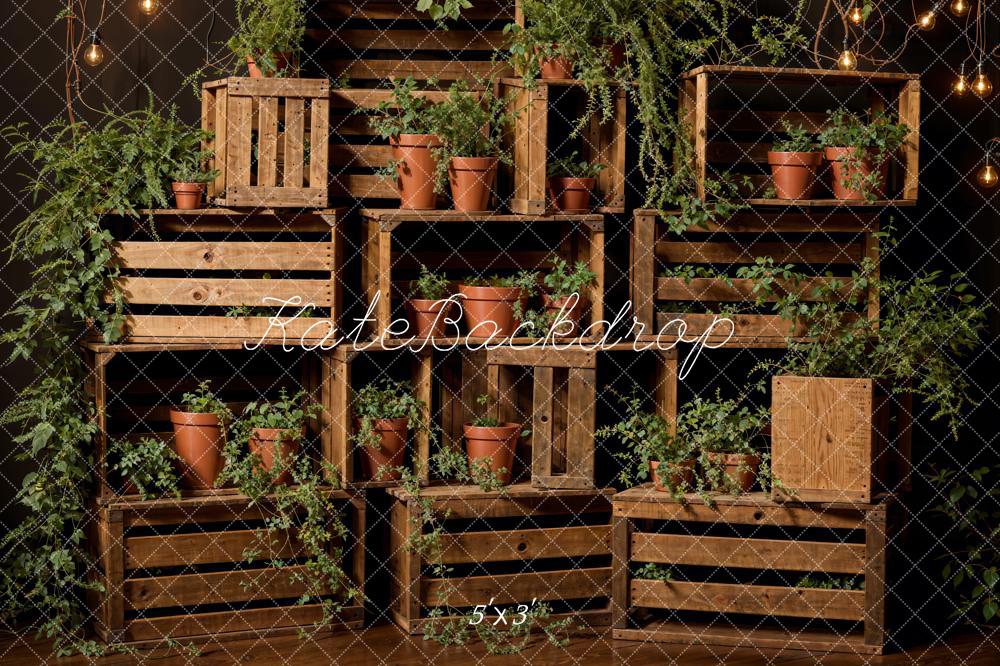 Kate Printemps Plante verte Étagère en Bois Toile de fond conçue par Emetselch - Kate Backdrop FR