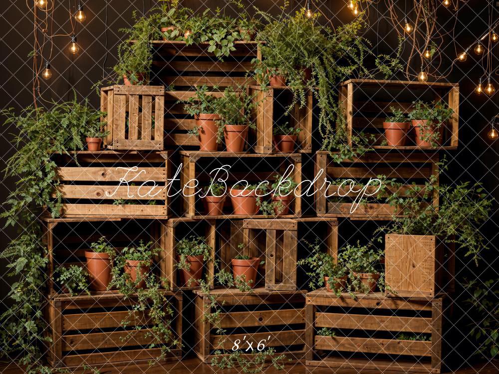 Kate Printemps Plante verte Étagère en Bois Toile de fond conçue par Emetselch - Kate Backdrop FR