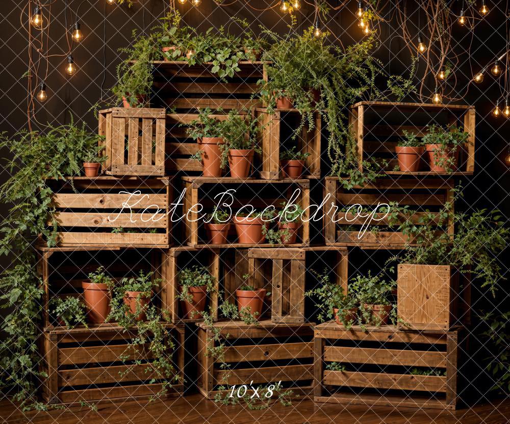 Kate Printemps Plante verte Étagère en Bois Toile de fond conçue par Emetselch - Kate Backdrop FR